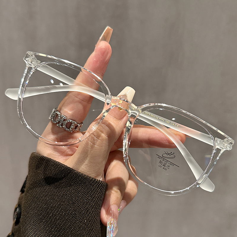 New Korean Version Of Cold Tea-Colored Glasses For Women Without Makeup TR Large Frame Slim Danyang Glasses Anti-Blue Light Glasses Wholesale 1144