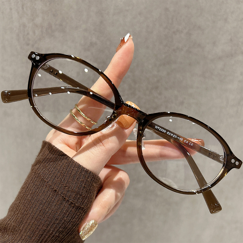 Danyang Glasses Retro Small Oval TR90 Glasses Frame Female Plain High-End Tortoise Shell Glasses Frame Wholesale 72396