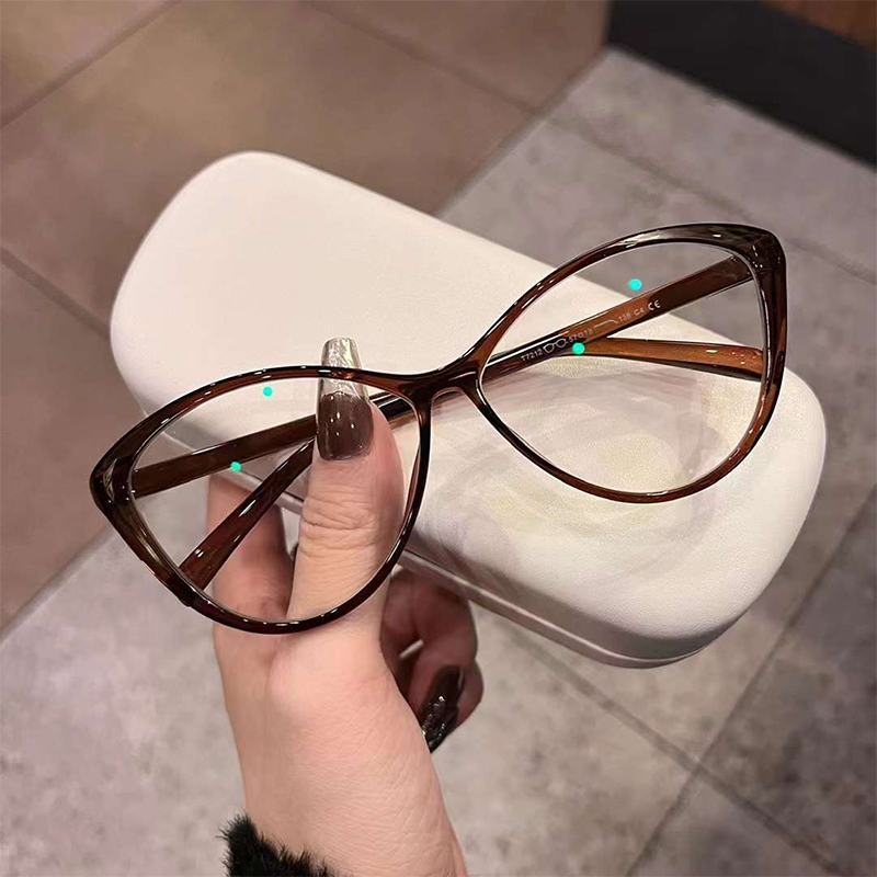 Internet Celebrity Hit Cat-Eye Glasses Ultra-Light Hot Girl TR Frame Female Plain Frame Anti-Blue Light Glasses Can Be Matched With Degrees 7212