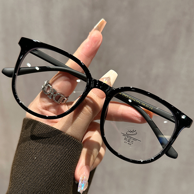 New Korean Version Of Cold Tea-Colored Glasses For Women Without Makeup TR Large Frame Slim Danyang Glasses Anti-Blue Light Glasses Wholesale 1144